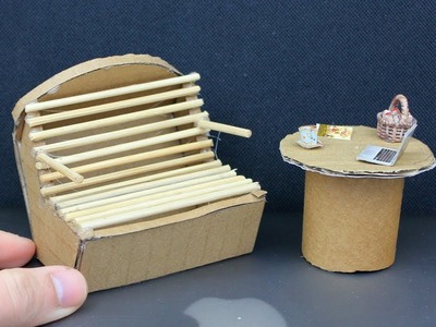 Easy Miniature Cardboard Furniture #10 | Chair & Table