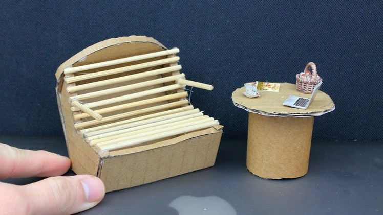 Easy Miniature Cardboard Furniture #10 | Chair & Table