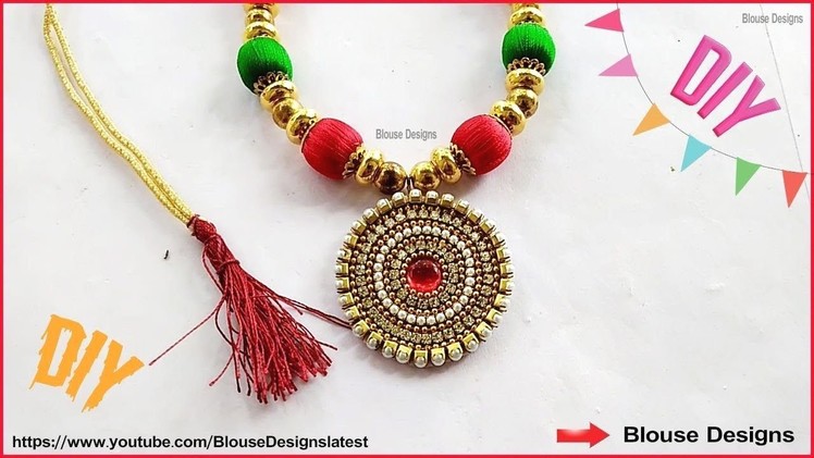 How to make silk thread necklace, how to make silk thread necklace pendant, bridal, silk cord