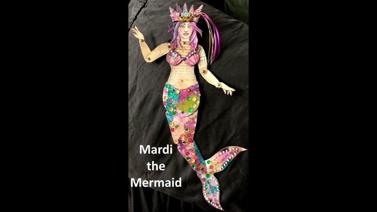 Mermaid Mixed Media Paper Art Doll - Mardi the Mermaid