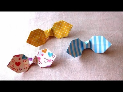Origami How to fold a 3D ribbon 折り紙 立体的なリボンの折り方