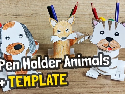 Pen holder craft for kids for Back to school activities + template