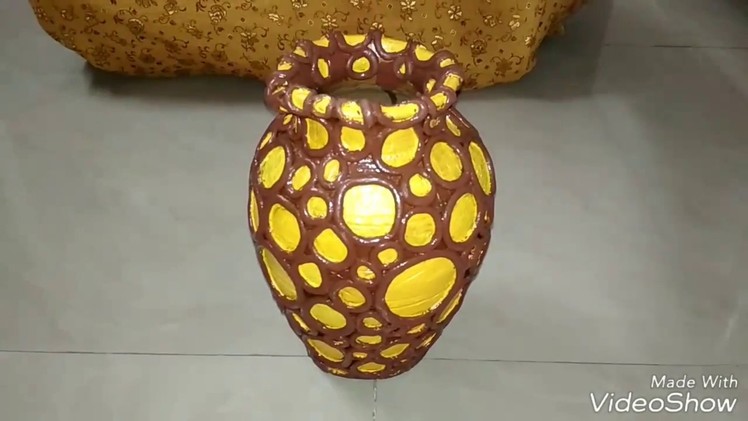 Semi 3D pot || Illusive pot decoration || easy to make decorative flower pot ||