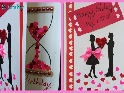 BDAY CARD#HANDMADE BIRTHDAY CARD#ROMANTIC B'DAY CARD#ELEGANT & UNIQUE B'DAY GREETING