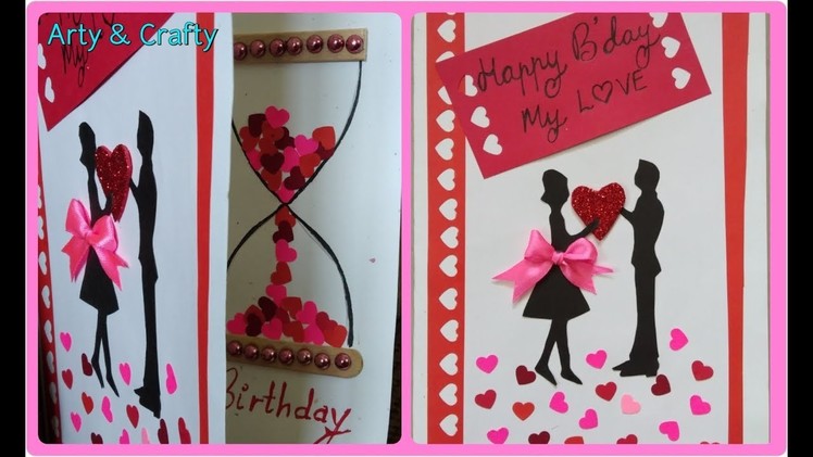 BDAY CARD#HANDMADE BIRTHDAY CARD#ROMANTIC B'DAY CARD#ELEGANT & UNIQUE B'DAY GREETING