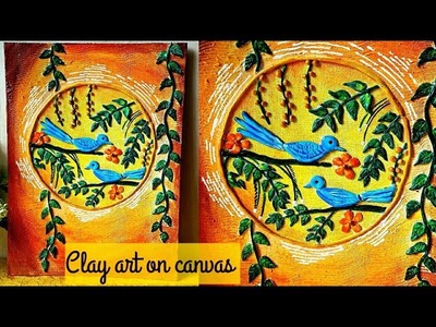 DIY birds clay art mural painting on canvas | home decor ideas| wall decor|Colours Creativity Space