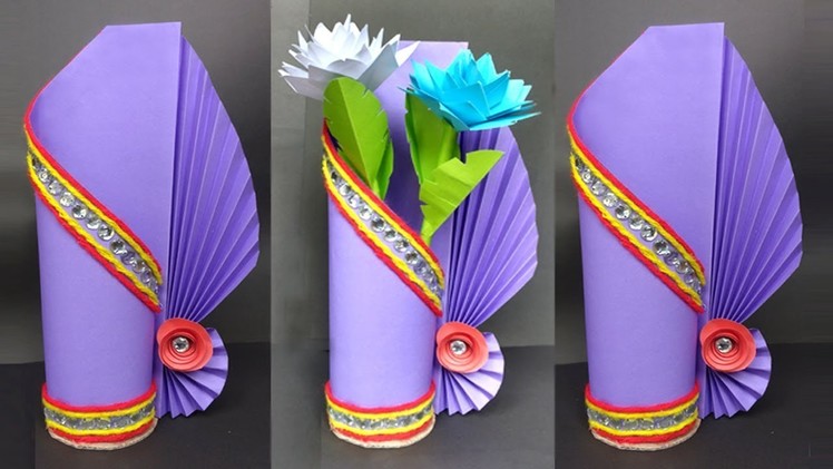 DIY: Flower Vase.Paper Flower Vase Crafts.How To Make Beautiful Paper Flower Vase!!!