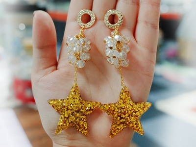 DoreenBeads Jewelry Making Tutorial - How to Make Sparkly Yellow Resin Star Glass Beads Earrings