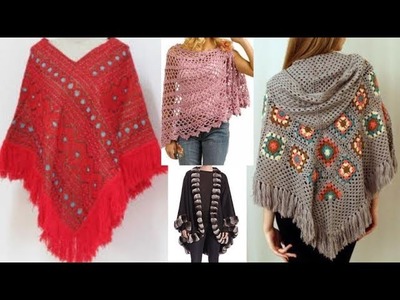 Homemade Woolen Sweaters.Shawls.Square Ponchos Ideas Women.girls.Stylish Sweater For winter
