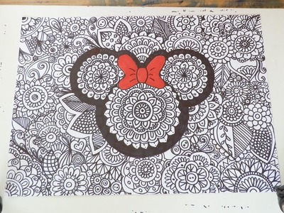 How to draw-- Minnie Mouse zentangle