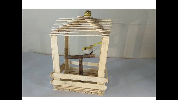 How to make a mini popsicle house for birds. Mini Ice cream stick hut. Ice cream stick bird house