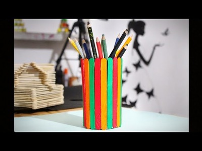 How to make pen stand || how to make pen stand with icecream sticks || pencil box || pancil case