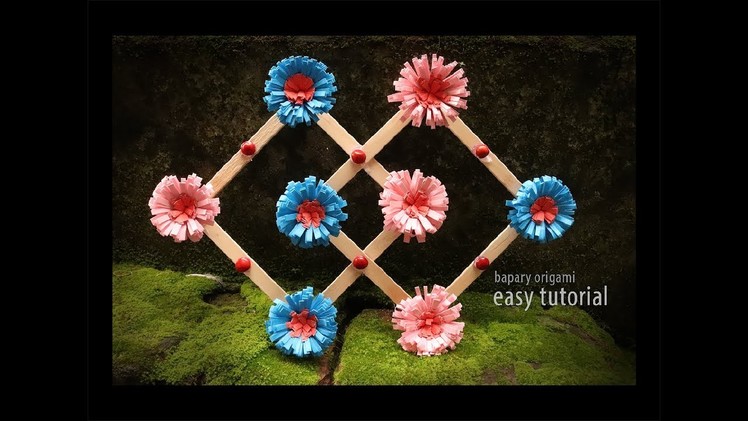 Ice cream stick craft idea with origami flower