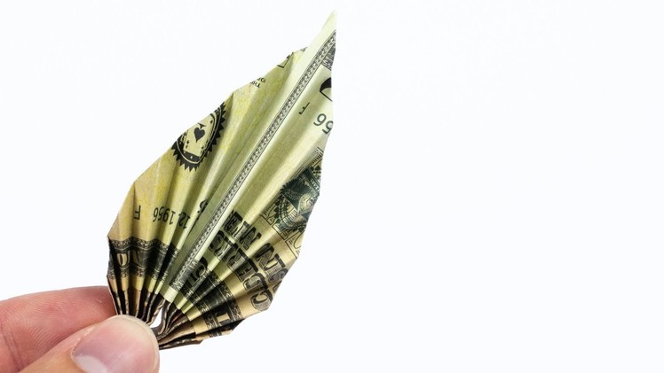 Money Origami leaf folding - creative money gift!
