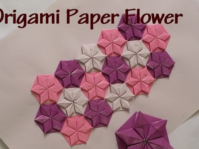 Origami paper flower - How to make origami flower wall art.