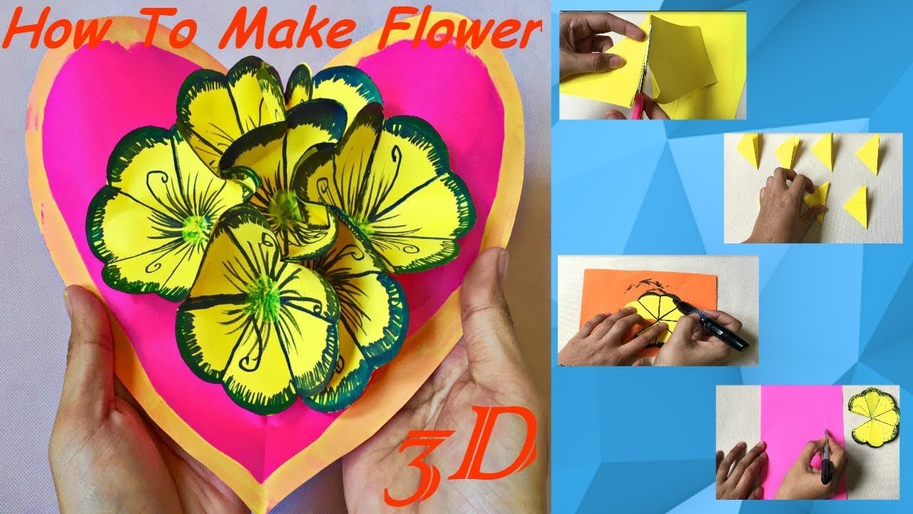 Paper Crafts Handmade Craft Diy 3d Flower Pop Up Card