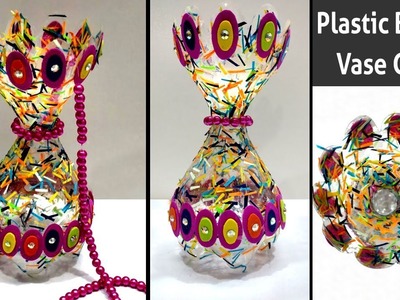 Plastic Bottle Craft Ideas - Best Out Of Waste Plastic Bottle Flower Vase - Bottle Craft Ideas