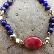 Bracelet Handmade- Infinite Peace- Garnet- Hematite -Lapis Lazuli -Stones -Flexible -Talisman from La Gomera Island
