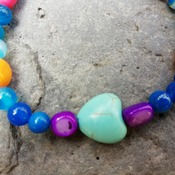 Bracelet Handmade -Strong Protection -Turquoise- Agate -Stones- Mother Pearl- Flexible Talisman from La Gomera Island
