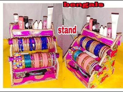 Cardboard bangle stand with storage box || Easy sy bangles stand