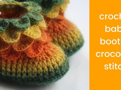Crochet baby booties crocodile stitch part 2