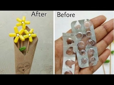 DIY craft idea with medicine strips. Best out of waste craft idea of medicine wrapper strip