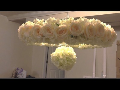 DIY- dollar tree hula hoop chandelier | Wedding decor| hula hoop wreath |