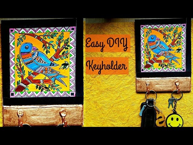 Diy ,how to make easy key holder out of cardboard | Madhubani painting #keyholder Icolourscreativity