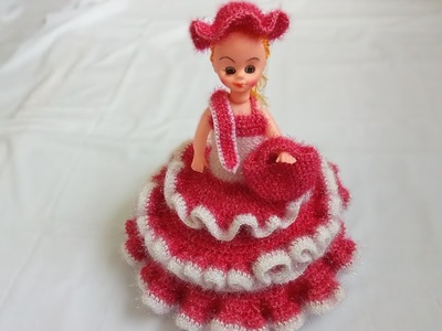 DIY# (Part 1)Crochet Doll Dress.How to make Crochet Doll Dress. shining woolen doll dress