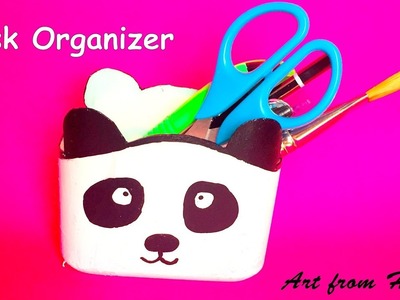 DIY - pen stand. pencil holder. desk organizer | kids craft idea | best out of waste | reuse craft