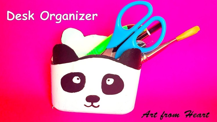 DIY - pen stand. pencil holder. desk organizer | kids craft idea | best out of waste | reuse craft