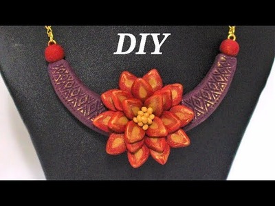 DIY Polymer Clay Big Flower Pendant Necklace  | Jewellery Making Tutorial