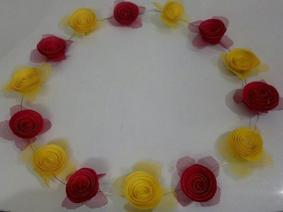 DIY Tiara #4 : Handmade Paper Flowers Tiara making Tutorial | How to make Rose Flowers Tiara