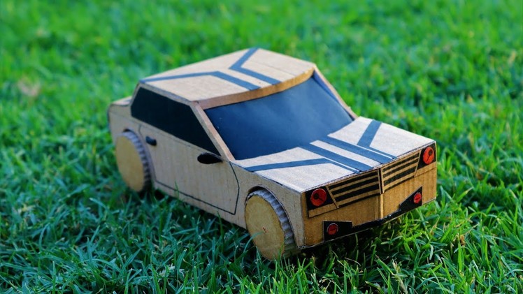 How to make a car (Bumblebee) out of cardboard || DIY Powered Car