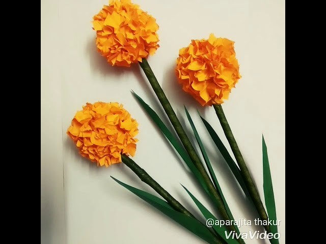 How to make easy Orange button flowers by craft paper. 