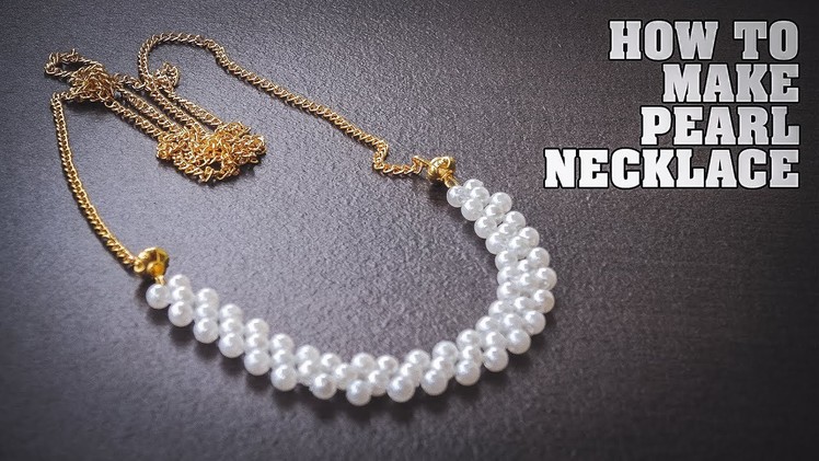 How To Make Pearl Necklace with Gold Chain - DIY Pearl Jewellery Making Tutorial at Home