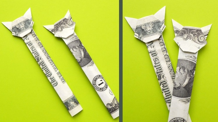 Money BOOKMARK "CAT"| Origami Dollar Tutorial DIY Folded