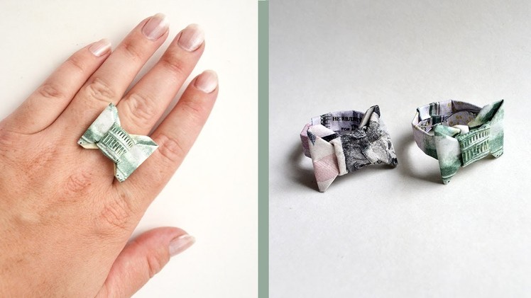 Money RING "BOW TIE" | Origami Dollar Tutorial DIY Jewelry