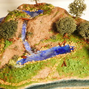 Nature Scenery Waterfall Water Holes Tree Grass Realistic Scene Handmade Decor (Large Item)