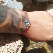 Simple Bracelet Handmade Focus and Concentration Hamsa Onyx Stone Amulet Talisman from La Gomera Island