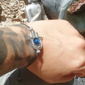 Simple Bracelet Handmade Spiritual Hamsa Agate Jasper Stone Amulet Talisman from La Gomera Island