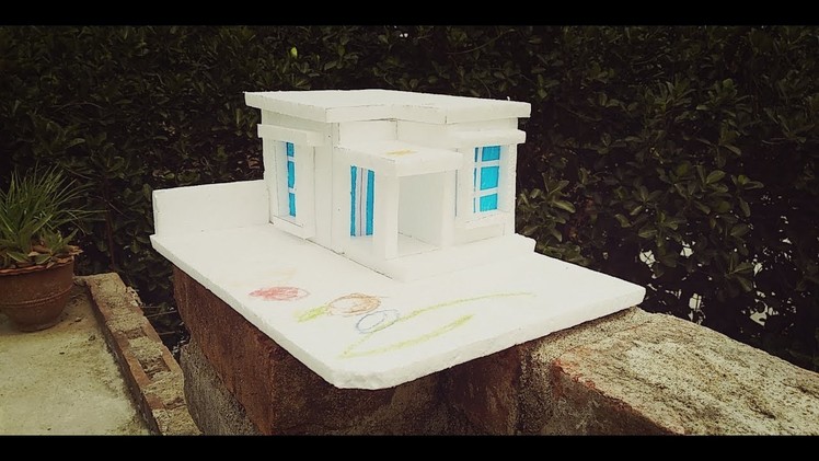 Craft - Thermocol house , How to make thermocol house for school project