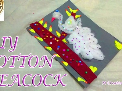 Diy cotton peacock|how to make cotton peacock|peacock making with cotton
