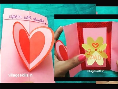 DIY father's day greeting card l How to make easy greeting card at home l  DIY 3d pop up heart card