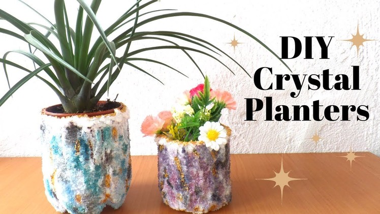 DIY Geode Crystal Planter using Salt |  Planter Ideas Gemstone Crystals  | by Fluffy Hedgehog