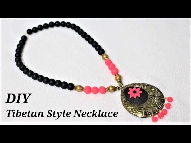 DIY How To Make Polymer Clay Tibetan Style Pendant Necklace | Jewellery Making Tutorials