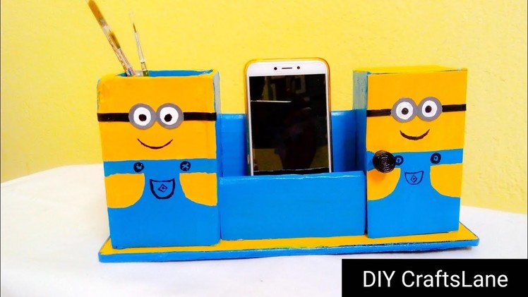 DIY Pen Stand. Mobile Holder. Mini Organiser Using Mobile box and Cardboard | DIY CraftsLane