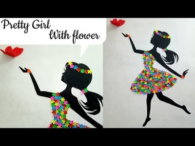 DIY Room decor ideas.Making girl with flower dress.Wall decor with flower.Flower girl