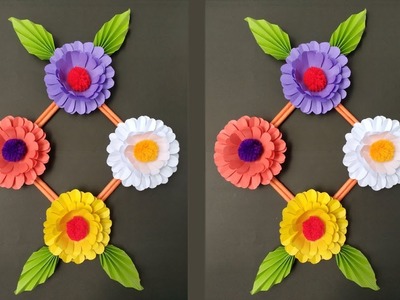 DIY: Wall Hanging.DIY-Paper Flowers.DIY-Wall Decor.DIY-Wall Hanging Ideas With Colour Paper