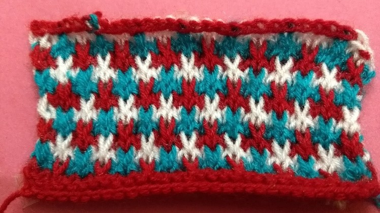 Easy Knitting Pattern Tri Color- 22  ईजी मल्टी कलर बुनाई पैटर्न